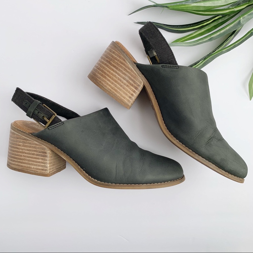 TOMS | Leila Leather Slingback Mules Black